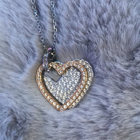 Authentic Swarovski crystal rose gold and silver heart necklace - Picture 2 of 5